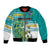 Personalised Cook Islands Va'a Race Bomber Jacket Te Tatau Tattoos Sporty Style Turquoise Color - Polynesian Pride