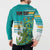 Personalised Cook Islands Va'a Race Button Sweatshirt Te Tatau Tattoos Sporty Style Turquoise Color - Polynesian Pride