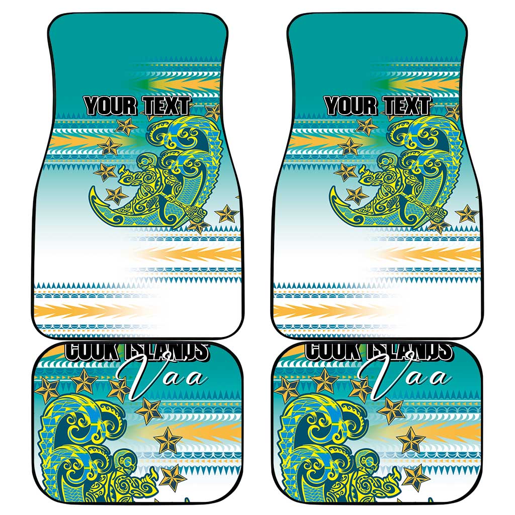Personalised Cook Islands Va'a Race Car Mats Te Tatau Tattoos Sporty Style Turquoise Color - Polynesian Pride