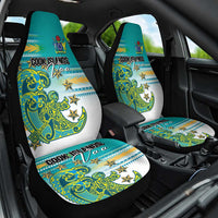Cook Islands Va'a Race Car Seat Cover Te Tatau Tattoos Sporty Style Turquoise Color - Polynesian Pride