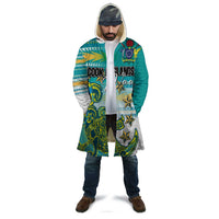 Personalised Cook Islands Va'a Race Cloak Te Tatau Tattoos Sporty Style Turquoise Color - Polynesian Pride