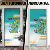 Personalised Cook Islands Va'a Race Door Cover Te Tatau Tattoos Sporty Style Turquoise Color - Polynesian Pride