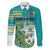 Personalised Cook Islands Va'a Race Family Matching Puletasi and Hawaiian Shirt Te Tatau Tattoos Sporty Style Turquoise Color - Polynesian Pride