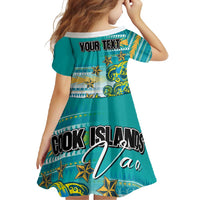 Personalised Cook Islands Va'a Race Family Matching Tank Maxi Dress and Hawaiian Shirt Te Tatau Tattoos Sporty Style Turquoise Color - Polynesian Pride
