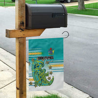 Cook Islands Va'a Race Garden Flag Te Tatau Tattoos Sporty Style Turquoise Color - Polynesian Pride