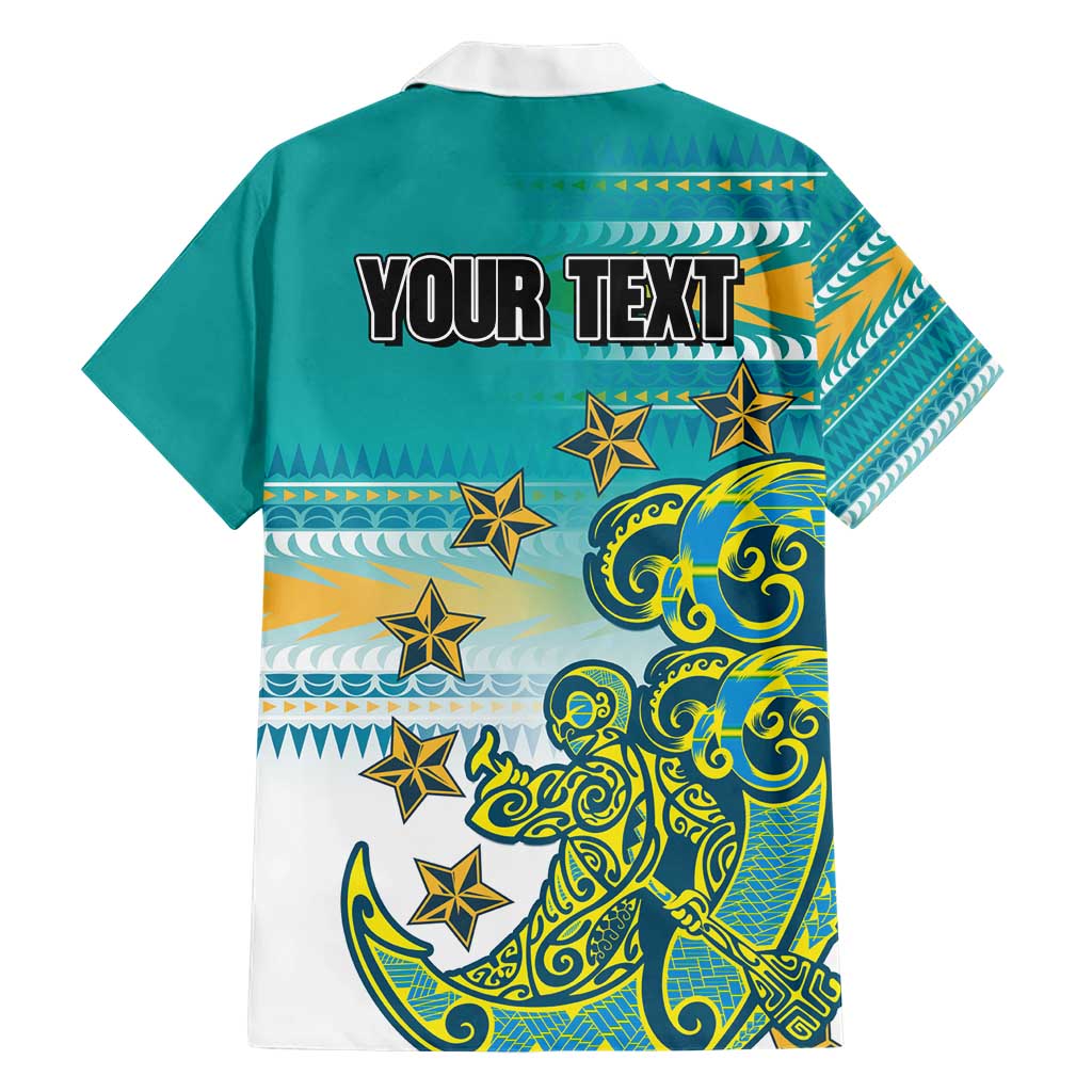 Personalised Cook Islands Va'a Race Hawaiian Shirt Te Tatau Tattoos Sporty Style Turquoise Color - Polynesian Pride