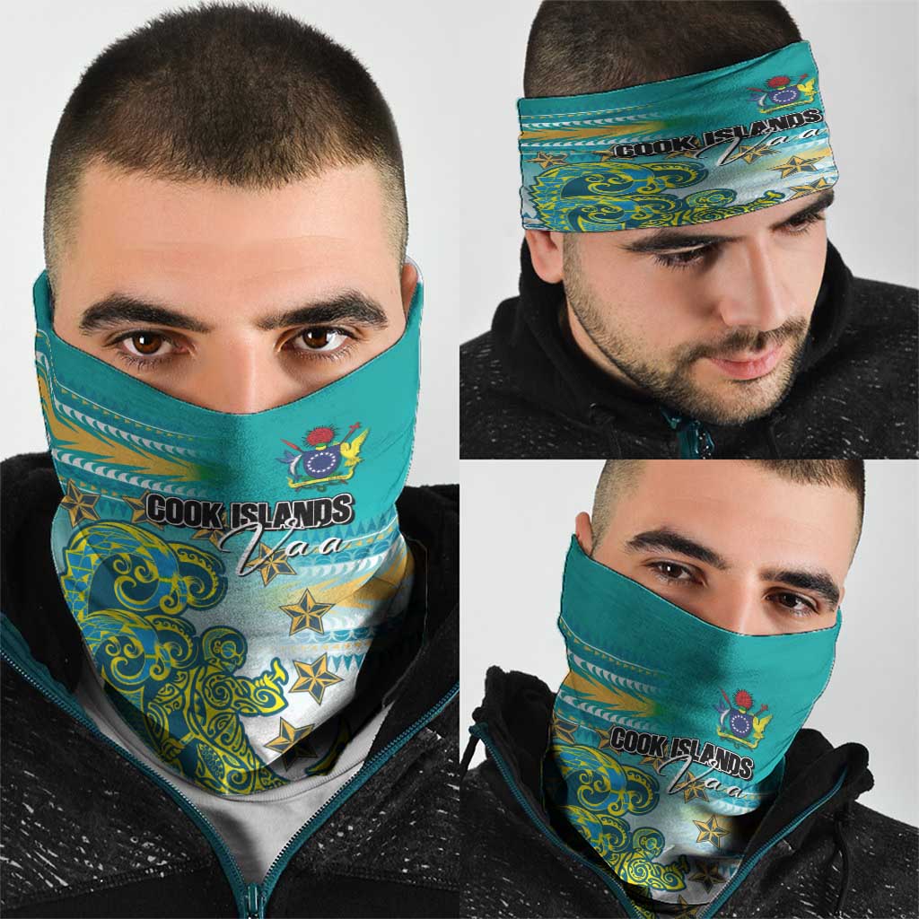 Cook Islands Va'a Race Neck Gaiter Te Tatau Tattoos Sporty Style Turquoise Color - Polynesian Pride