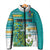 Personalised Cook Islands Va'a Race Padded Jacket Te Tatau Tattoos Sporty Style Turquoise Color - Polynesian Pride
