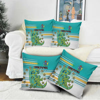 Cook Islands Va'a Race Pillow Cover Te Tatau Tattoos Sporty Style Turquoise Color - Polynesian Pride