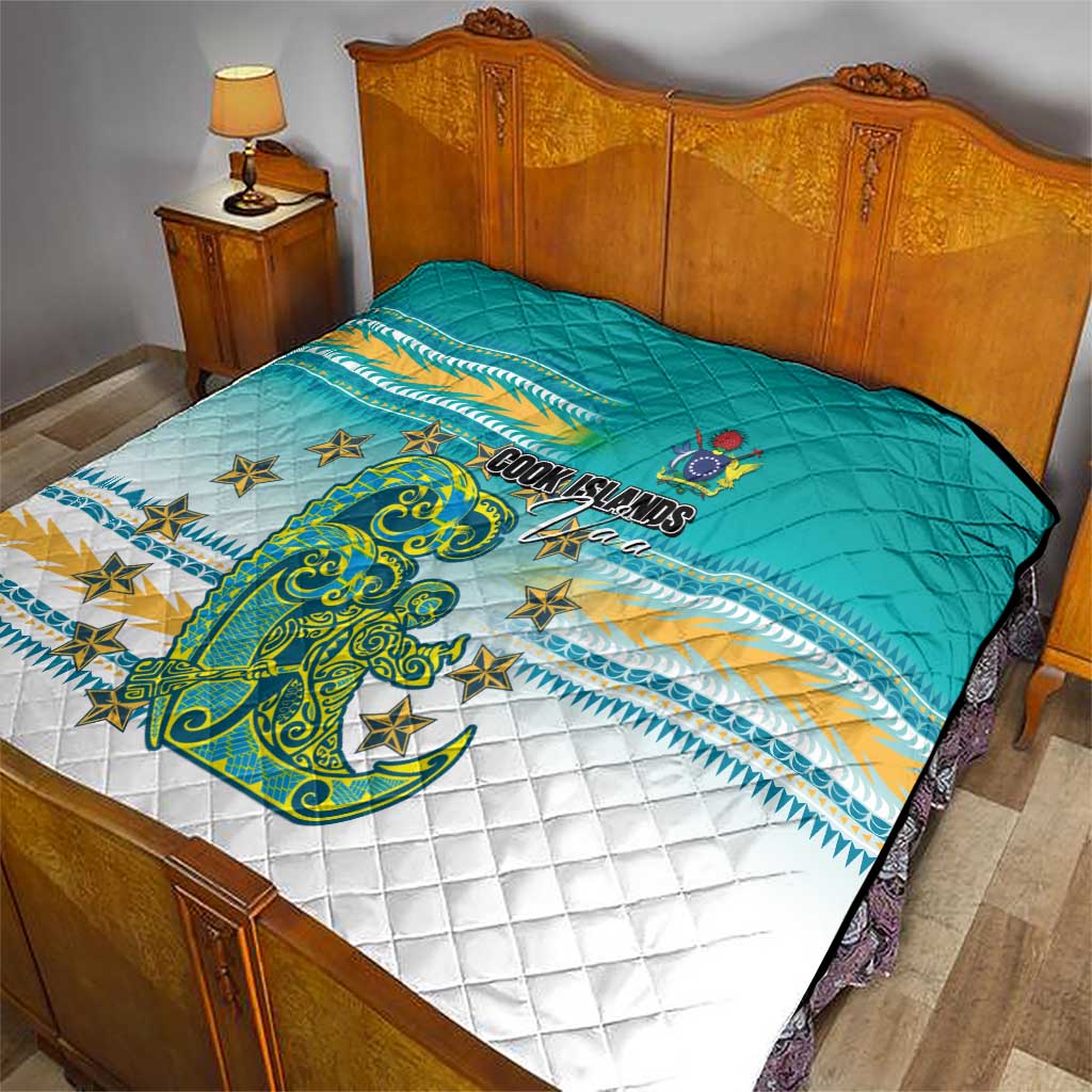 Cook Islands Va'a Race Quilt Te Tatau Tattoos Sporty Style Turquoise Color - Polynesian Pride