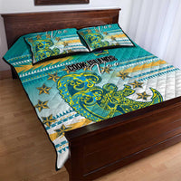 Cook Islands Va'a Race Quilt Bed Set Te Tatau Tattoos Sporty Style Turquoise Color - Polynesian Pride
