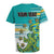 Personalised Cook Islands Va'a Race Rugby Jersey Te Tatau Tattoos Sporty Style Turquoise Color - Polynesian Pride
