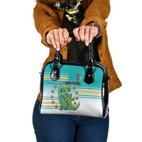 Cook Islands Va'a Race Shoulder Handbag Te Tatau Tattoos Sporty Style Turquoise Color - Polynesian Pride