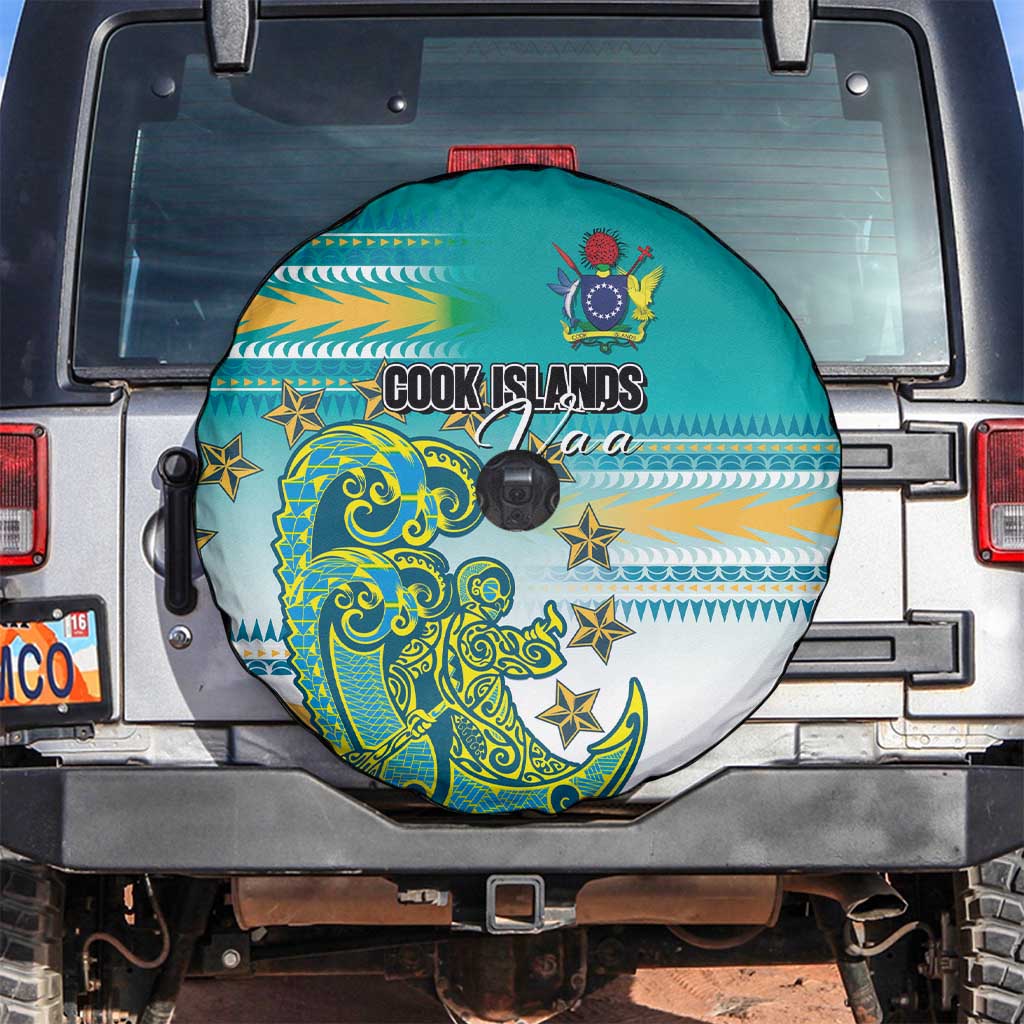 Cook Islands Va'a Race Spare Tire Cover Te Tatau Tattoos Sporty Style Turquoise Color - Polynesian Pride