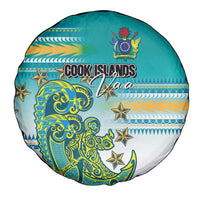 Cook Islands Va'a Race Spare Tire Cover Te Tatau Tattoos Sporty Style Turquoise Color - Polynesian Pride