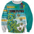 Personalised Cook Islands Va'a Race Sweatshirt Te Tatau Tattoos Sporty Style Turquoise Color - Polynesian Pride