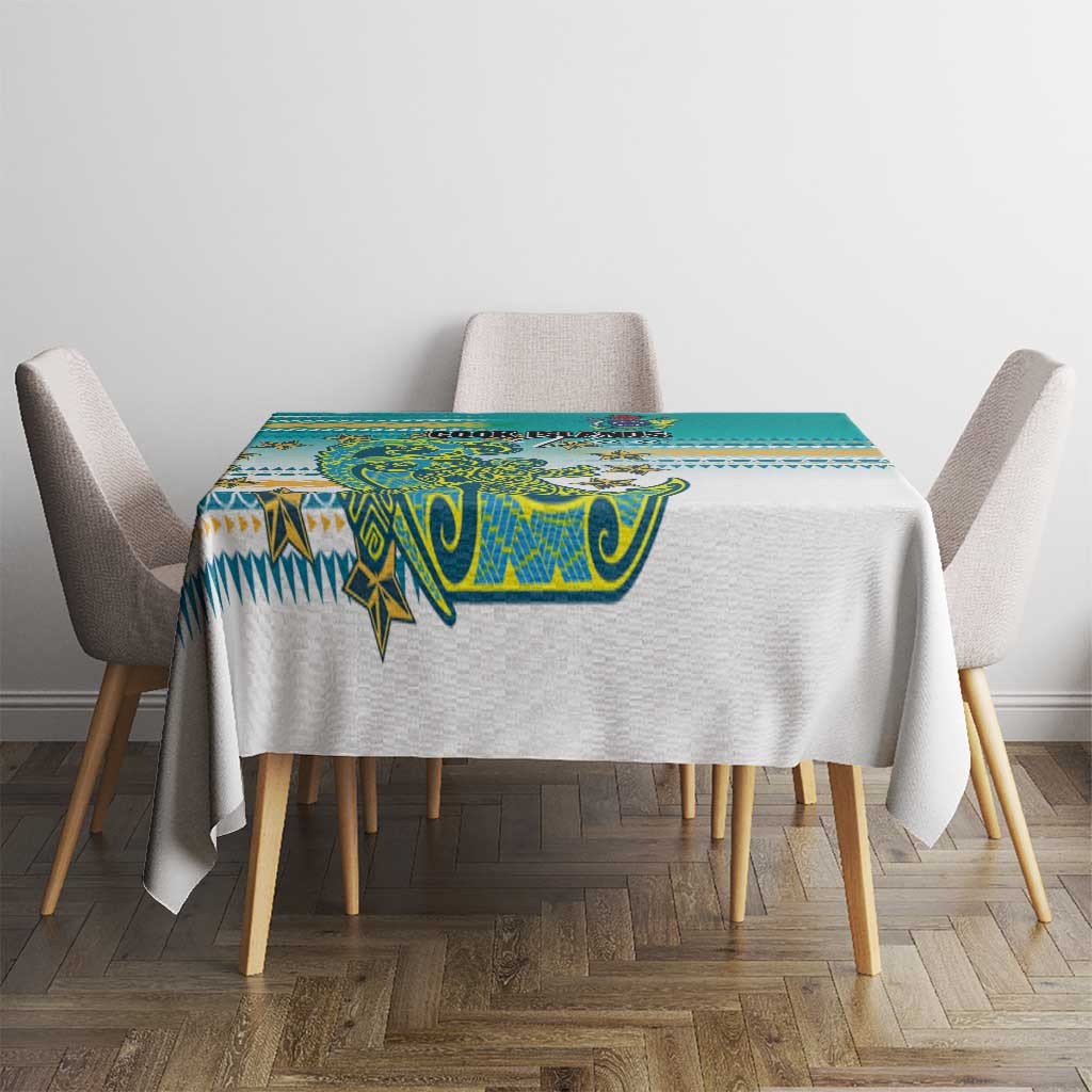 Cook Islands Va'a Race Tablecloth Te Tatau Tattoos Sporty Style Turquoise Color - Polynesian Pride