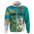 Personalised Cook Islands Va'a Race Zip Hoodie Te Tatau Tattoos Sporty Style Turquoise Color - Polynesian Pride