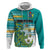 Personalised Cook Islands Va'a Race Zip Hoodie Te Tatau Tattoos Sporty Style Turquoise Color - Polynesian Pride