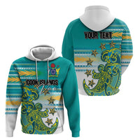 Personalised Cook Islands Va'a Race Zip Hoodie Te Tatau Tattoos Sporty Style Turquoise Color - Polynesian Pride