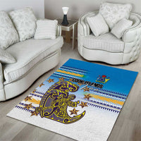 Cook Islands Va'a Race Area Rug Te Tatau Tattoos Sporty Style Glory Blue Color - Polynesian Pride