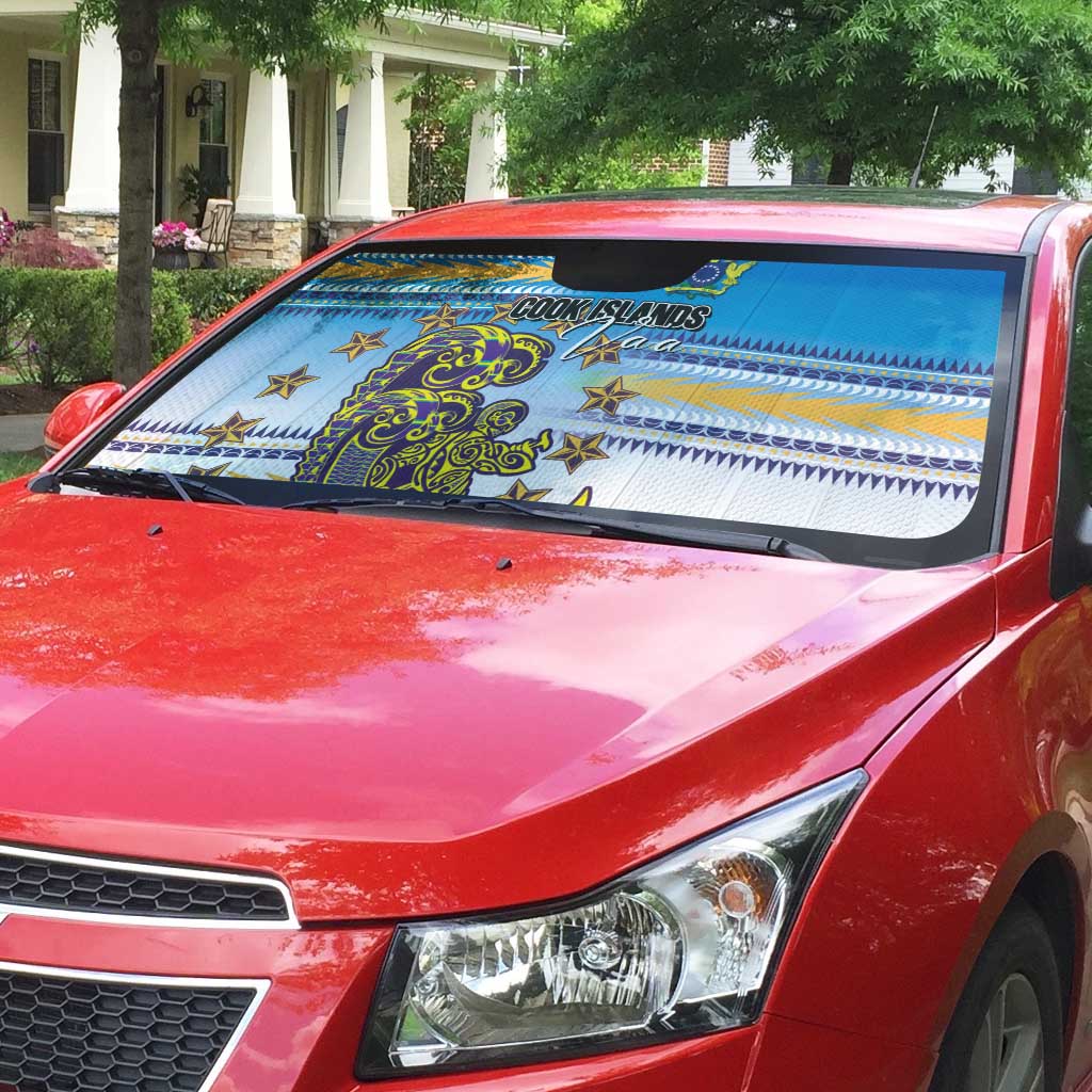 Cook Islands Va'a Race Auto Sun Shade Te Tatau Tattoos Sporty Style Glory Blue Color - Polynesian Pride