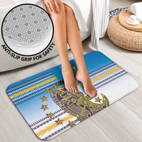 Cook Islands Va'a Race Bathroom Set Te Tatau Tattoos Sporty Style Glory Blue Color - Polynesian Pride