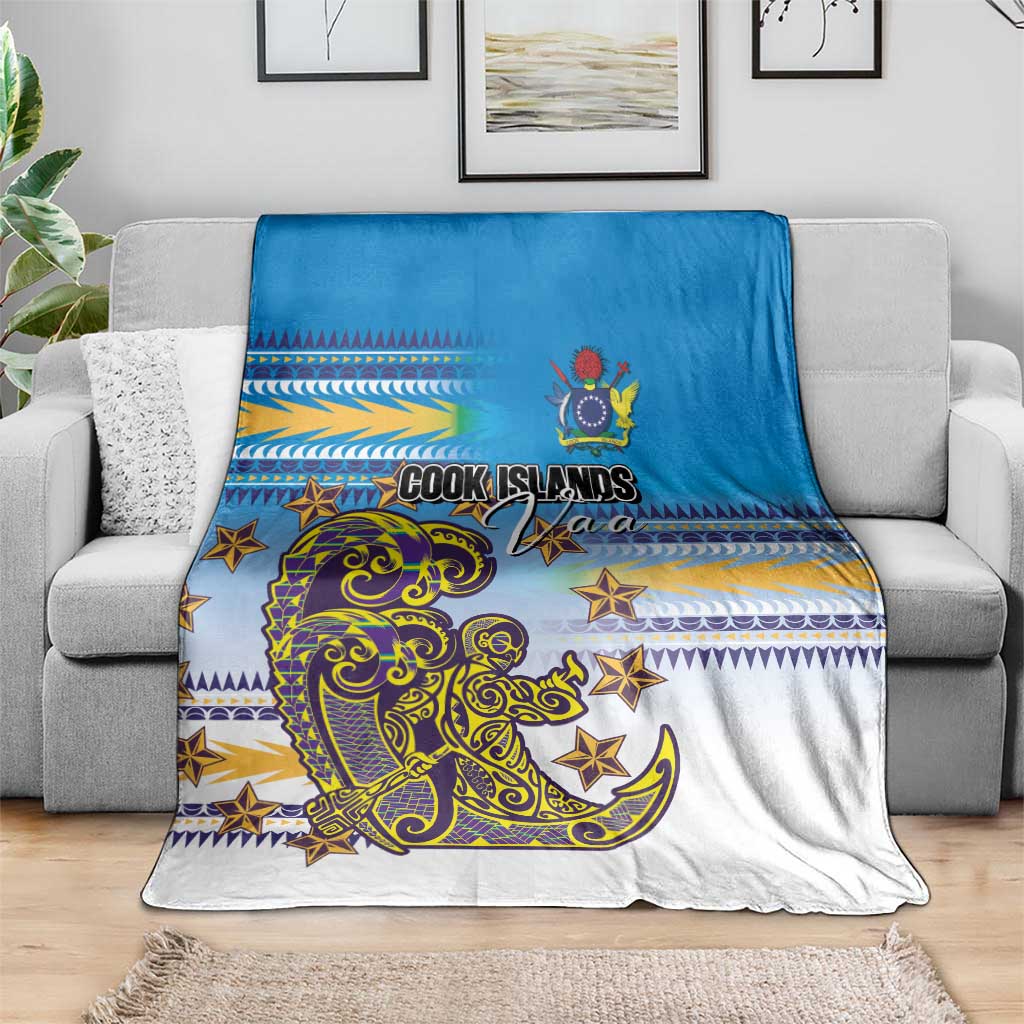 Cook Islands Va'a Race Blanket Te Tatau Tattoos Sporty Style Glory Blue Color - Polynesian Pride