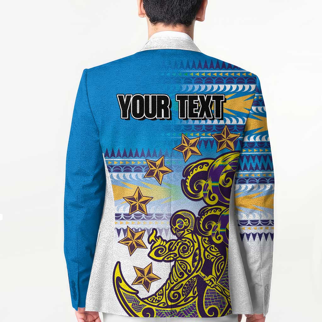 Personalised Cook Islands Va'a Race Blazer Te Tatau Tattoos Sporty Style Glory Blue Color - Polynesian Pride