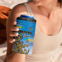 Personalised Cook Islands Va'a Race 4 in 1 Can Cooler Tumbler Te Tatau Tattoos Sporty Style Glory Blue Color - Polynesian Pride