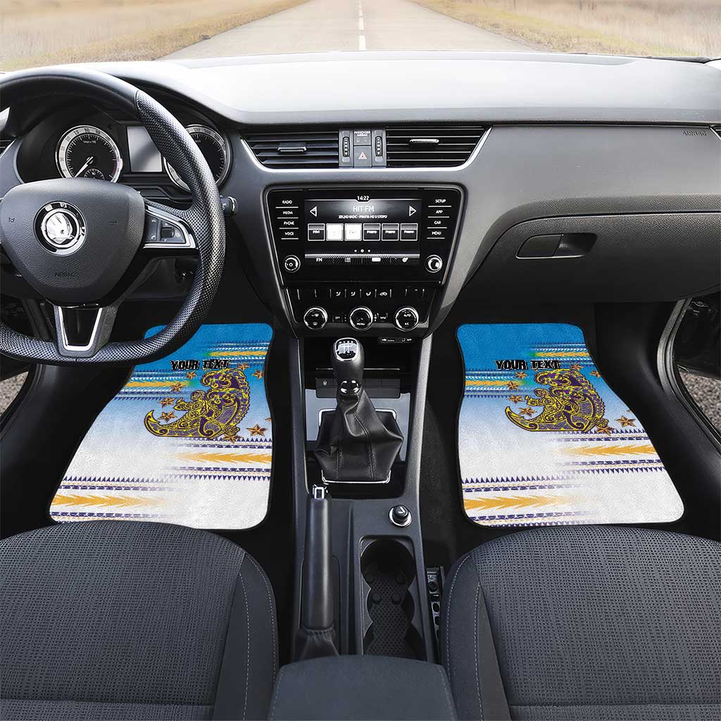 Personalised Cook Islands Va'a Race Car Mats Te Tatau Tattoos Sporty Style Glory Blue Color - Polynesian Pride