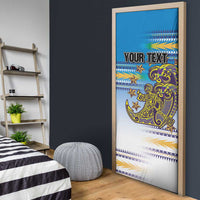 Personalised Cook Islands Va'a Race Door Cover Te Tatau Tattoos Sporty Style Glory Blue Color - Polynesian Pride