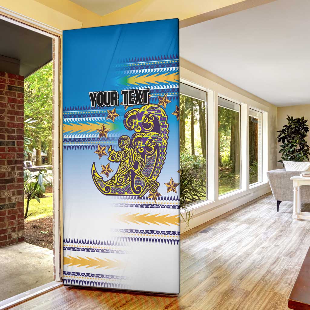 Personalised Cook Islands Va'a Race Door Cover Te Tatau Tattoos Sporty Style Glory Blue Color - Polynesian Pride