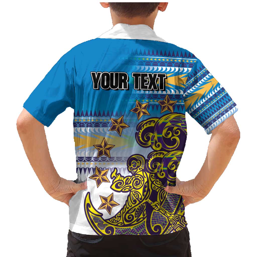 Personalised Cook Islands Va'a Race Family Matching Mermaid Dress and Hawaiian Shirt Te Tatau Tattoos Sporty Style Glory Blue Color - Polynesian Pride