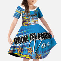 Personalised Cook Islands Va'a Race Family Matching Mermaid Dress and Hawaiian Shirt Te Tatau Tattoos Sporty Style Glory Blue Color - Polynesian Pride