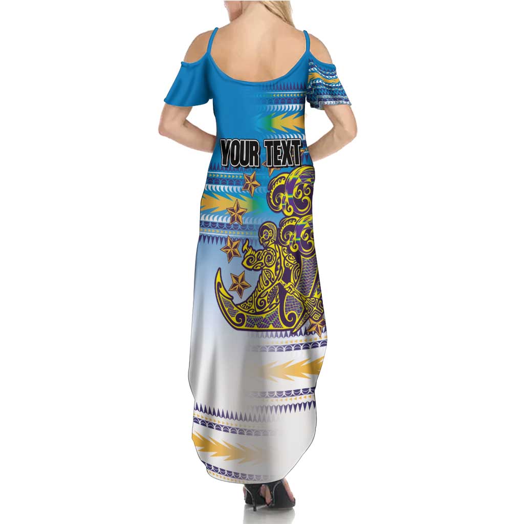 Personalised Cook Islands Va'a Race Family Matching Summer Maxi Dress and Hawaiian Shirt Te Tatau Tattoos Sporty Style Glory Blue Color - Polynesian Pride