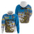 Personalised Cook Islands Va'a Race Hoodie Te Tatau Tattoos Sporty Style Glory Blue Color - Polynesian Pride