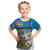Personalised Cook Islands Va'a Race Kid T Shirt Te Tatau Tattoos Sporty Style Glory Blue Color - Polynesian Pride