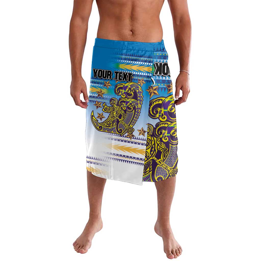 Personalised Cook Islands Va'a Race Lavalava Te Tatau Tattoos Sporty Style Glory Blue Color - Polynesian Pride