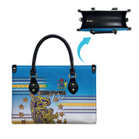 Cook Islands Va'a Race Leather Bag Te Tatau Tattoos Sporty Style Glory Blue Color - Polynesian Pride