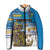 Personalised Cook Islands Va'a Race Padded Jacket Te Tatau Tattoos Sporty Style Glory Blue Color - Polynesian Pride