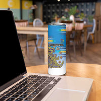 Personalised Cook Islands Va'a Race Skinny Tumbler Te Tatau Tattoos Sporty Style Glory Blue Color - Polynesian Pride