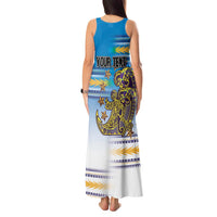 Personalised Cook Islands Va'a Race Tank Maxi Dress Te Tatau Tattoos Sporty Style Glory Blue Color - Polynesian Pride