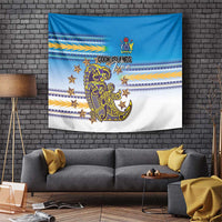Cook Islands Va'a Race Tapestry Te Tatau Tattoos Sporty Style Glory Blue Color - Polynesian Pride