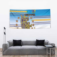 Cook Islands Va'a Race Tapestry Te Tatau Tattoos Sporty Style Glory Blue Color - Polynesian Pride