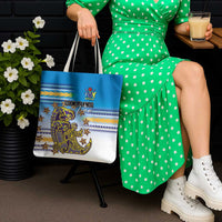 Cook Islands Va'a Race Tote Bag Te Tatau Tattoos Sporty Style Glory Blue Color - Polynesian Pride