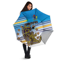 Cook Islands Va'a Race Umbrella Te Tatau Tattoos Sporty Style Glory Blue Color - Polynesian Pride