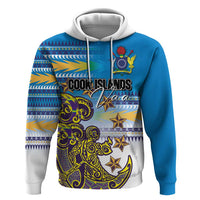 Personalised Cook Islands Va'a Race Zip Hoodie Te Tatau Tattoos Sporty Style Glory Blue Color - Polynesian Pride