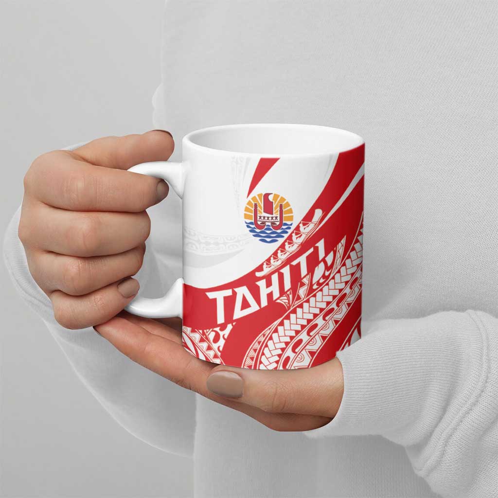 Personalised Tahiti Va'a Race Ceramic Mug Polynesian Tattoos Sporty Style - Polynesian Pride