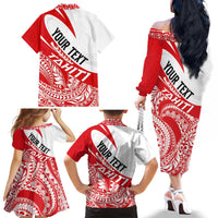 Personalised Tahiti Va'a Race Family Matching Off The Shoulder Long Sleeve Dress and Hawaiian Shirt Polynesian Tattoos Sporty Style - Polynesian Pride